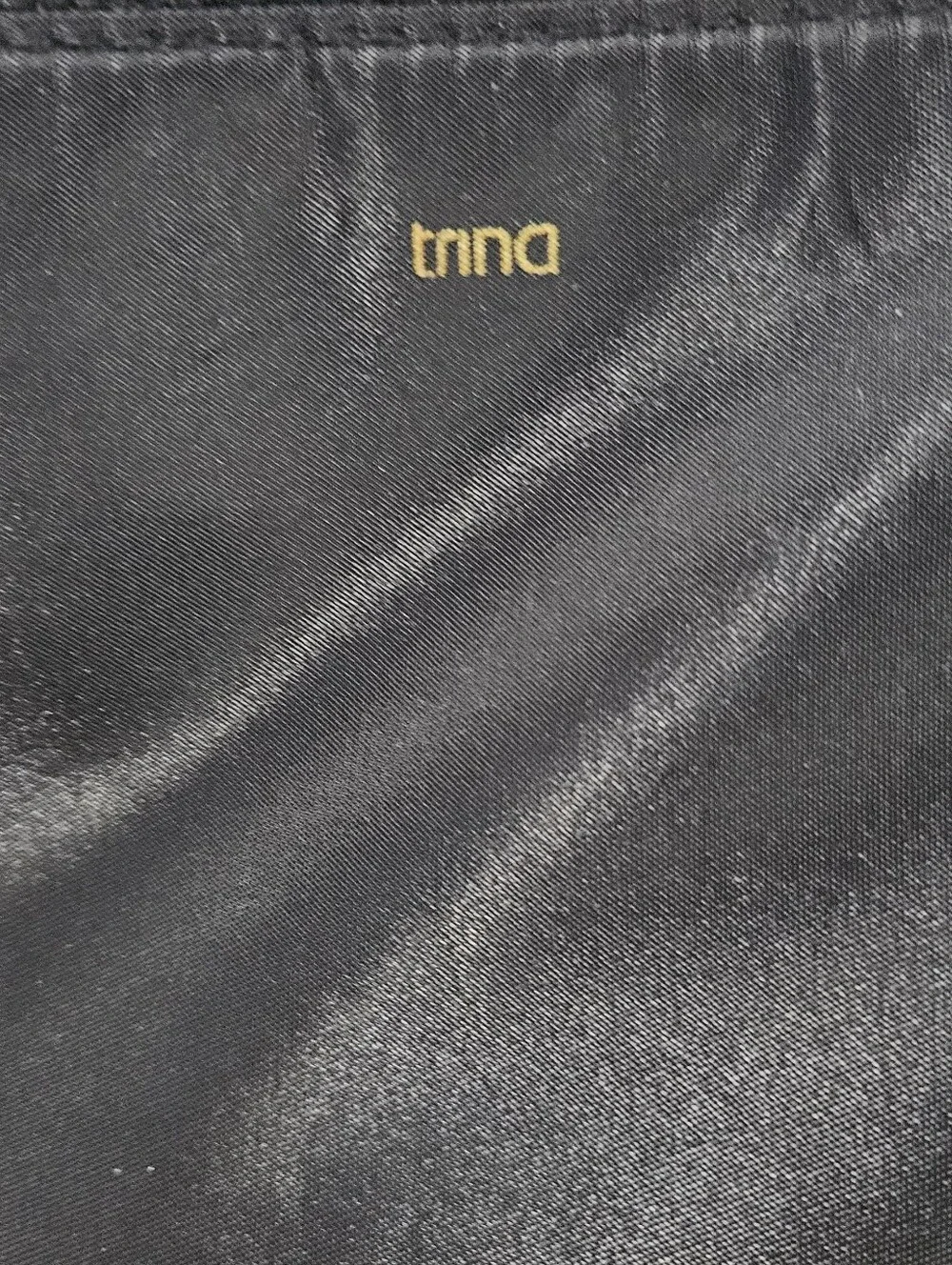 Trina Turk Black Satin Clutch Pouch – Gold Zip ✨